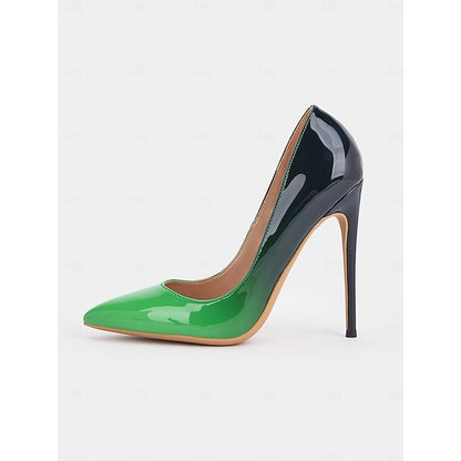 Women's Pumps Toe Pointed Black Green Leather Patent