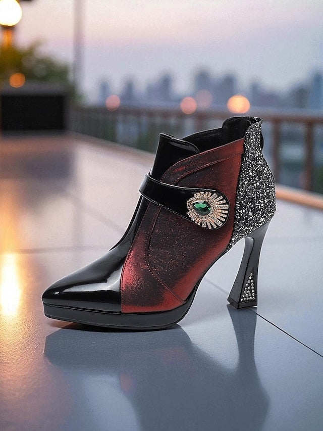 Glitter Women's High Boots Heel Ankle