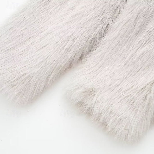 Women's Pocket Warm Fur Faux Furs Coat Comfortable