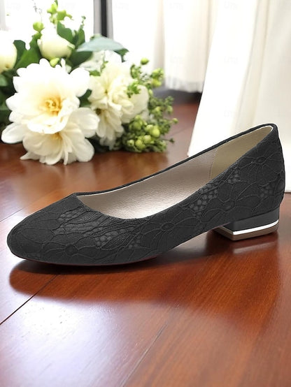 Wedding Women's Lace Low Ivory Flats Heel