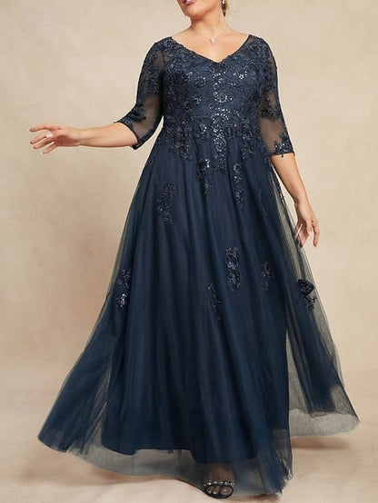 Bride the A-Line Elegant Dress of Neck Wedding Guest Mother V