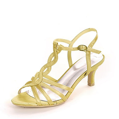 Sandals Strappy Women's – Satin Mid-Heel Purple Elegant