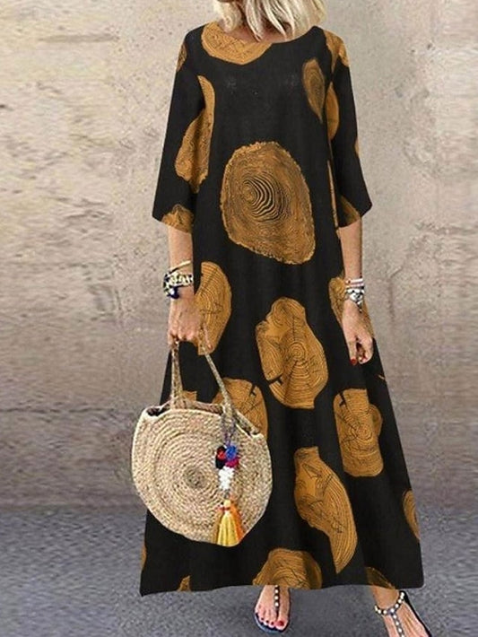 Women's Maxi Dress Faux Cotton Linen Casual Dress Elegant