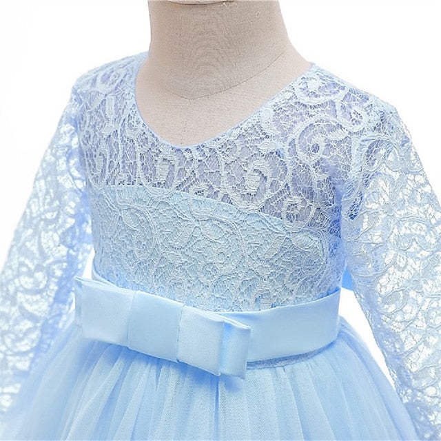 Flower Wedding Dress Kids Half Girl Sleeve Girls'