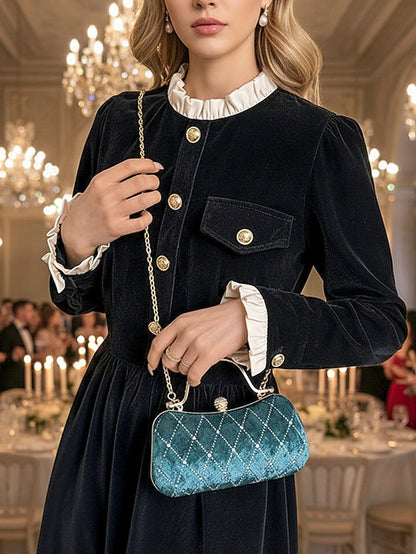 Quilted Diamond Women's Velvet - with Accents Purse Evening