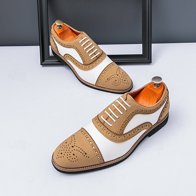 and Brogue Brown Shoes with White Oxford Classic Men's