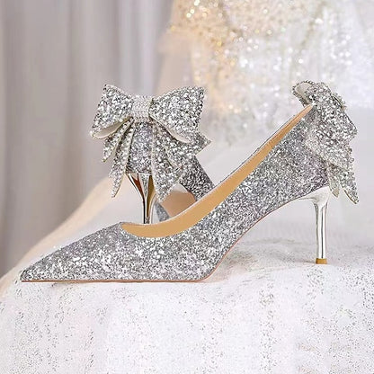 Bridesmaid Women Shoes Closed Bride for Toe Pointed Wedding