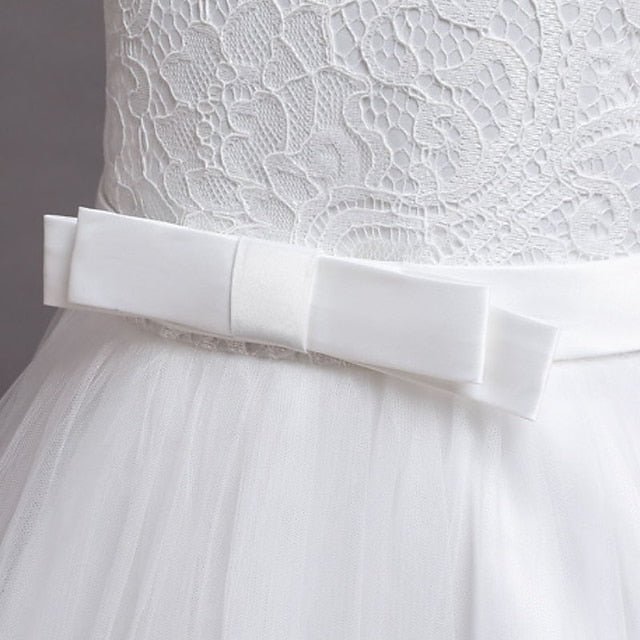 Little Girls' Party Dress A Floral Line Plain Kids