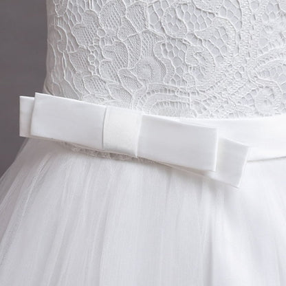 Little Girls' Party Dress A Floral Line Plain Kids