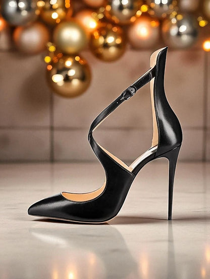 Stiletto Leather Heels Women's Strappy Patent - Purple