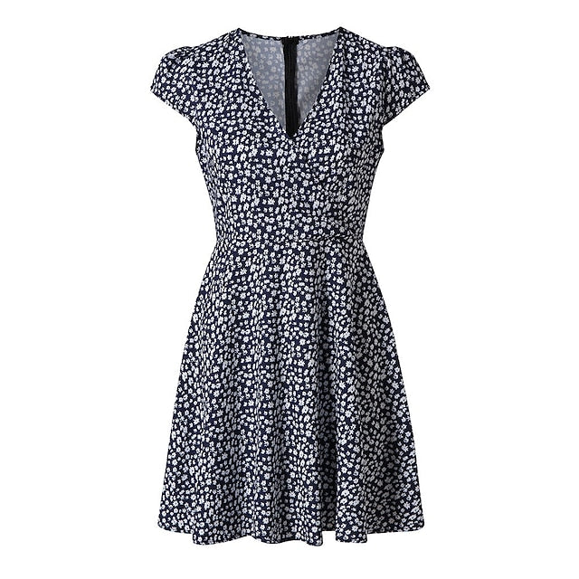 Women's Casual Dress Floral Dress Mini Dress Black Navy