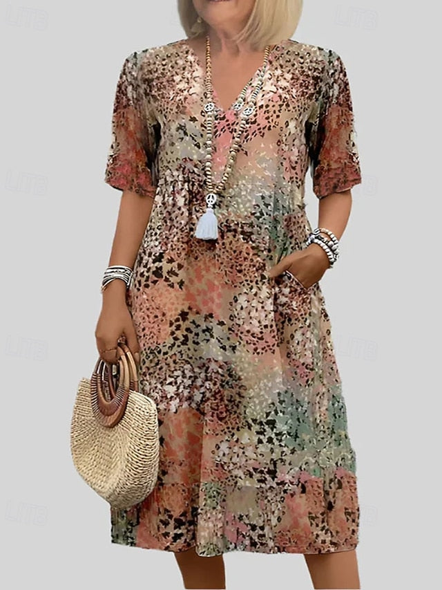 Women's Midi Dress Print Dress Fashion Modern Vacation