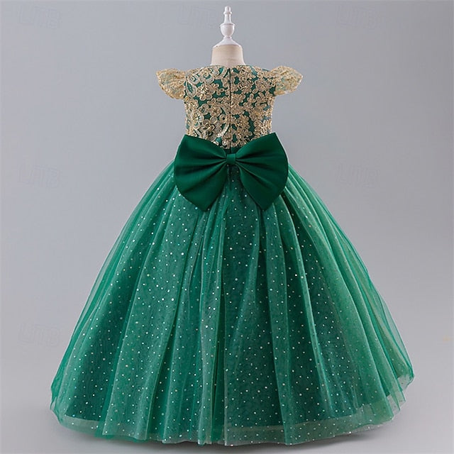 Girl Kids Color Party Dress Flower Block Girls'