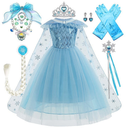 Elsa Party Frozen Dress Fairytale Flower Theme Girl Princess