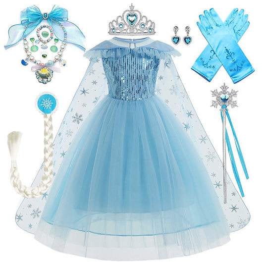 Elsa Party Frozen Dress Fairytale Flower Theme Girl Princess