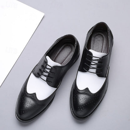 Dress Oxford Shoes with Black and White Men's Brogue