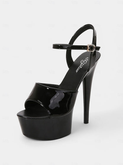 Red Sandals Leather Women Peep - for Toe Platform Patent