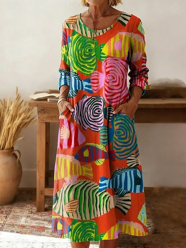 Women's Midi Dress Sheath Dress T Shirt Dress Tee Dress