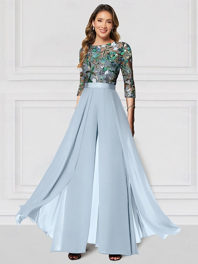 the Wedding Mother Formal Jumpsuit of Embroidered Bride Floral