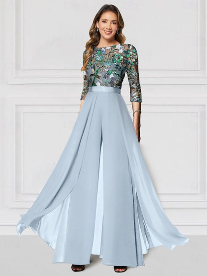 the Wedding Mother Formal Jumpsuit of Embroidered Bride Floral