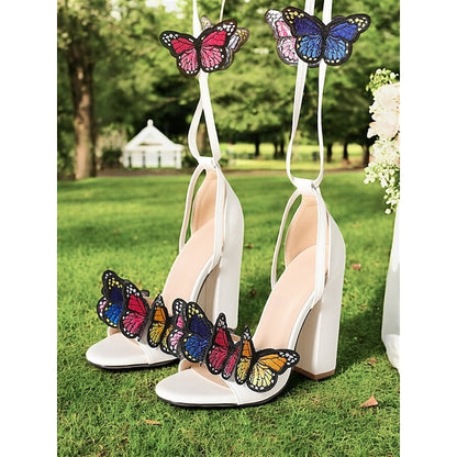 for Heel Black High Women Embellished – Butterfly Sandals