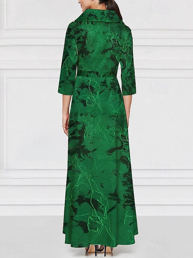 Gown Dress Jacquard Brocade Formal Evening Elegant A-Line