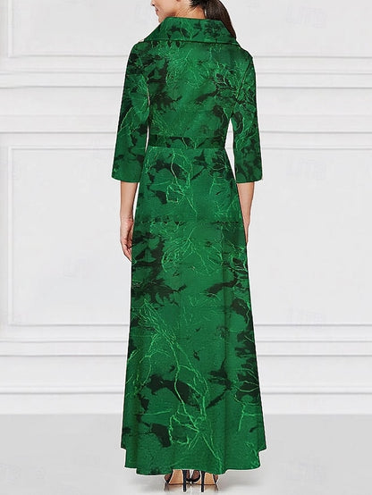 Gown Dress Jacquard Brocade Formal Evening Elegant A-Line