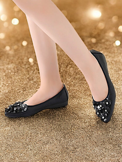 Comfortable Women's Foldable – Floral Flats Embellished