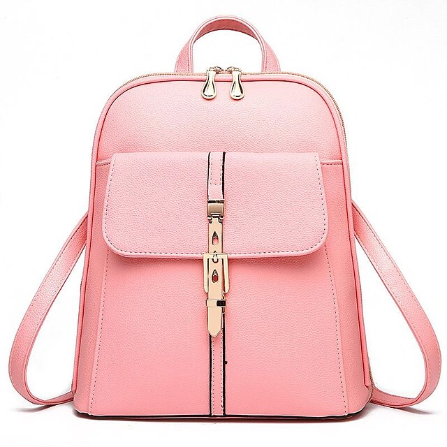 Sac à dos en similicuir noir pour femme avec fermoir doré