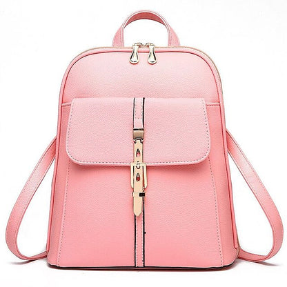 Sac à dos en similicuir noir pour femme avec fermoir doré