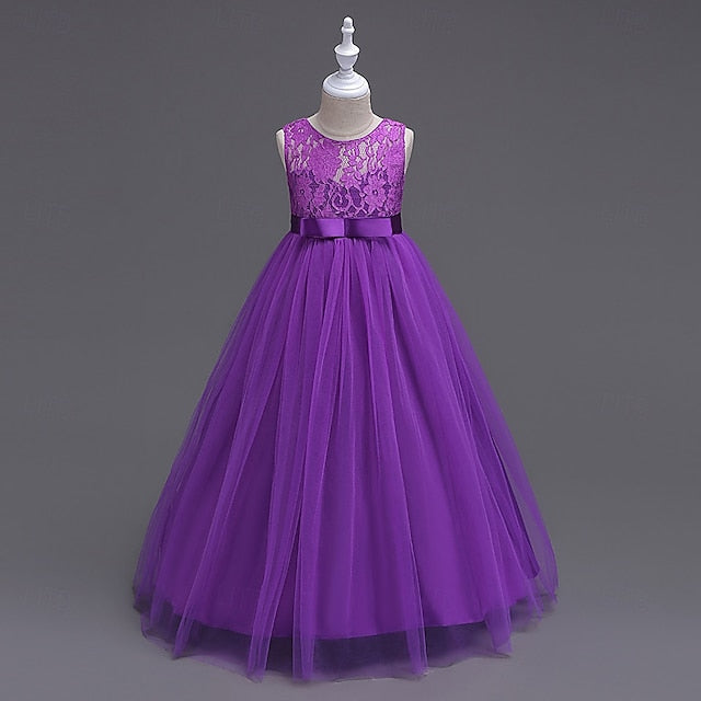 Party Color Kids Cosplay Dress Solid Girls'