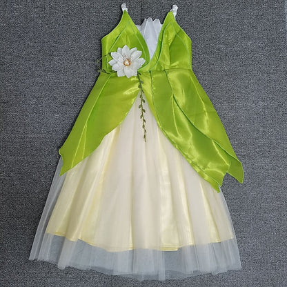 Bell Fairytale Girl Princess Dress Flower Tinker Tiana Theme