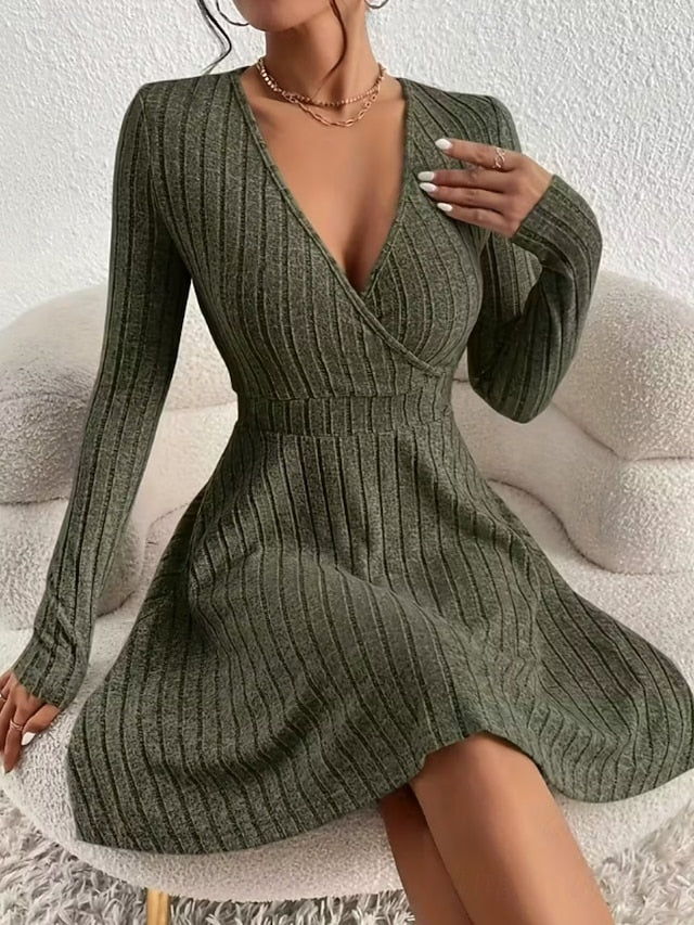 Women's Knee Length Dress Sweater Dress A Line Dress