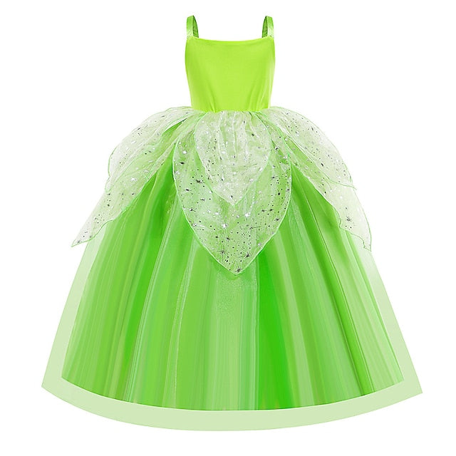 Theme Flower Girl Tiana Fairytale Tinker Bell Dress Princess