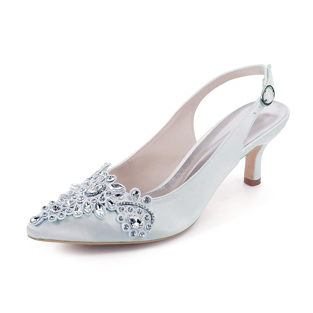 for with Heels Crystal - Beige Slingback Embellishment Women
