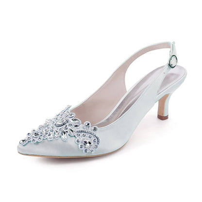 for with Heels Crystal - Beige Slingback Embellishment Women
