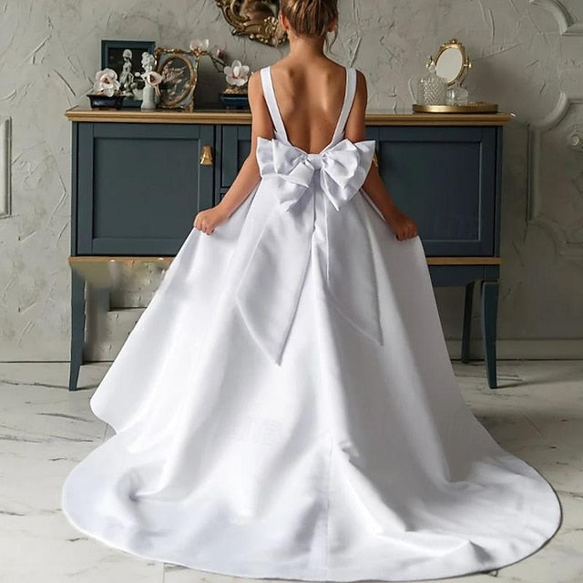 Color Dress Kids Girl Solid Flower Party Girls'