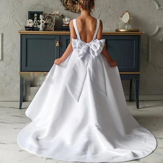 Color Dress Kids Girl Solid Flower Party Girls'