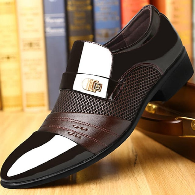 Formal Men's Slip-On Dress Patent Faux – Loafers Leather