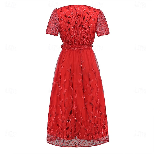 Neck Elegant Bride V Mother Sequin Dress the A-Line of