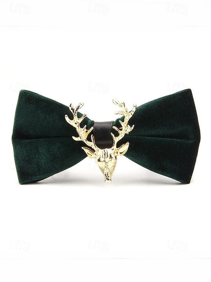 Gold Tie Pin Head Velvet with Men's Bow Deer
