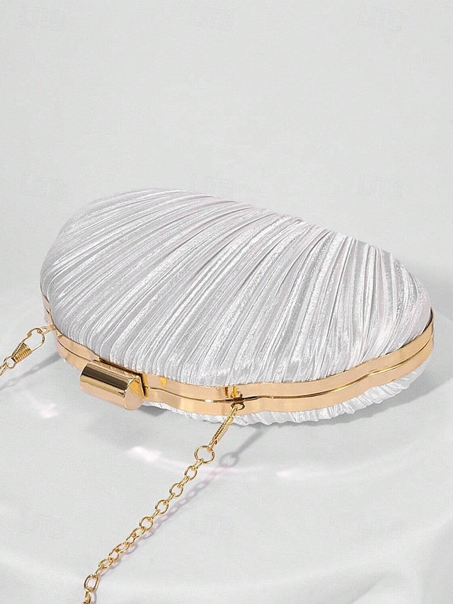 Purse Pleated Evening Clutch Satin Shell Women's