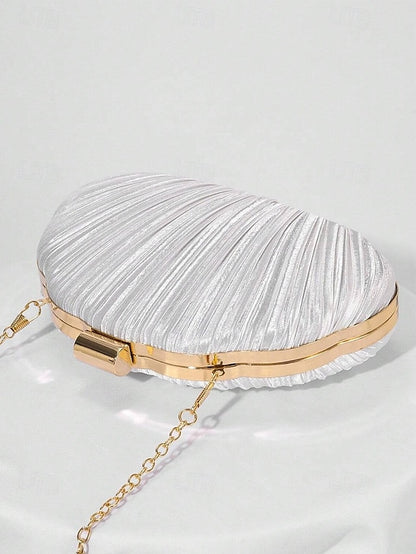 Purse Pleated Evening Clutch Satin Shell Women's