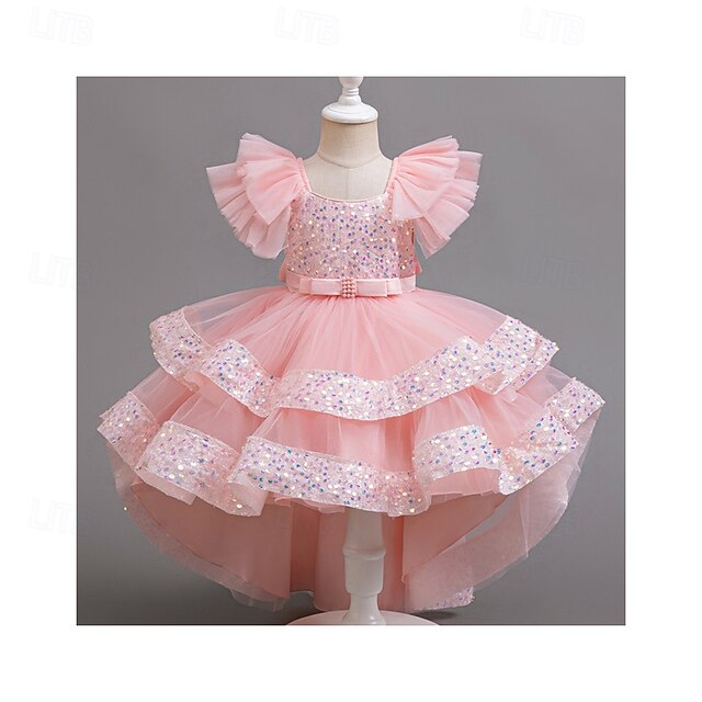 Dress Sleeveless Sequin Wedding Girls' Special Kids Party