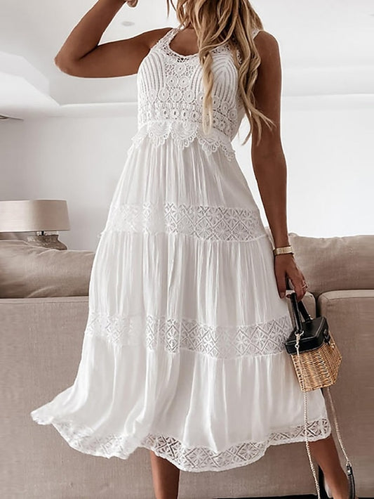 Women's Midi Dress White Dress White Lace Wedding Dress