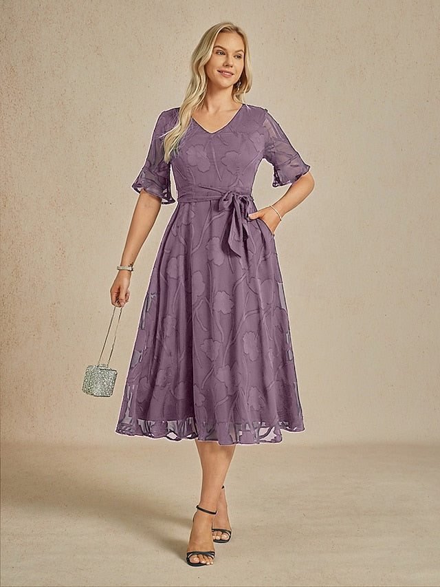 Women's Midi Dress Chiffon Dress Elegant Vacation Wedding