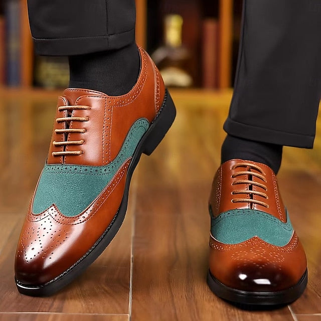 Men's Green Shoes Oxford Brown Wingtip and – in Two-Tone