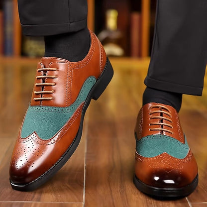 Men's Green Shoes Oxford Brown Wingtip and – in Two-Tone