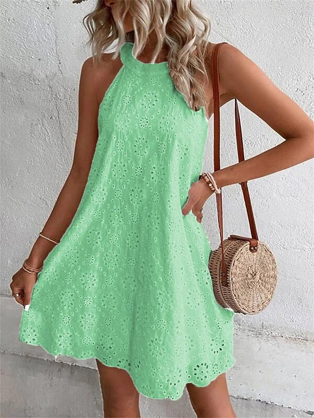 Women's Mini Dress White Dress Lace Dress Casual Dress Boho