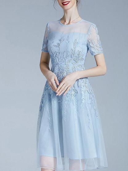 Knee Elegant of Dress Crew Neck Bride Mother A-Line the